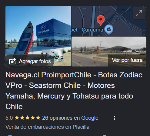 Navega.cl - ProimportChile - 5 estrellas Google - Náutica