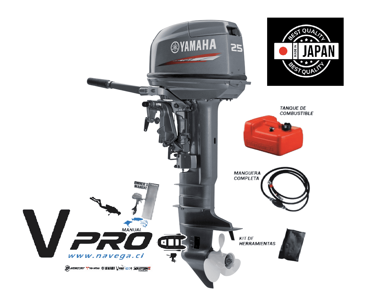 Fuera de borda Yamaha 25HP Pata Corta